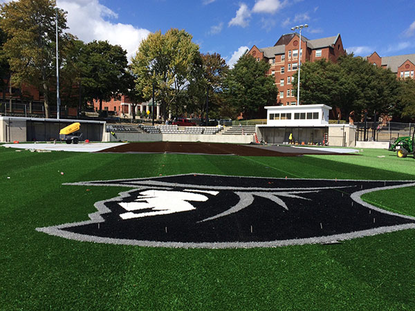 Friars logo on Glay Field turf